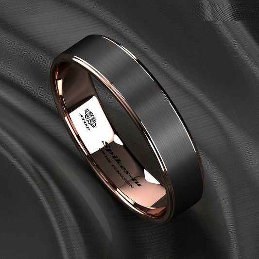 Black Rose Gold Brushed Tungsten Ring (6mm)