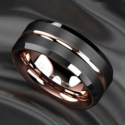 Rose Gold Black Tungsten Ring 8mm