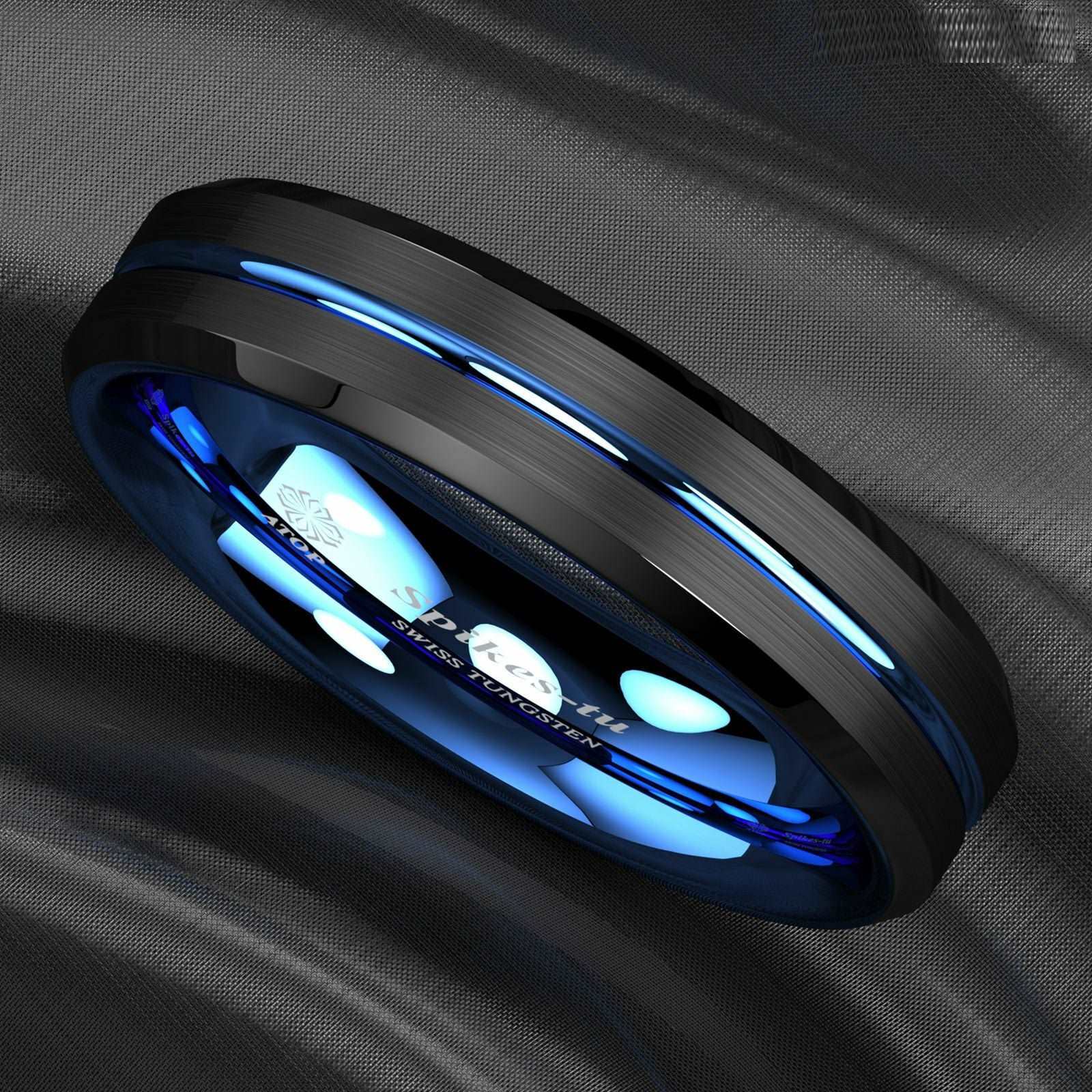 Black Thin Blue Tungsten Ring (6mm)