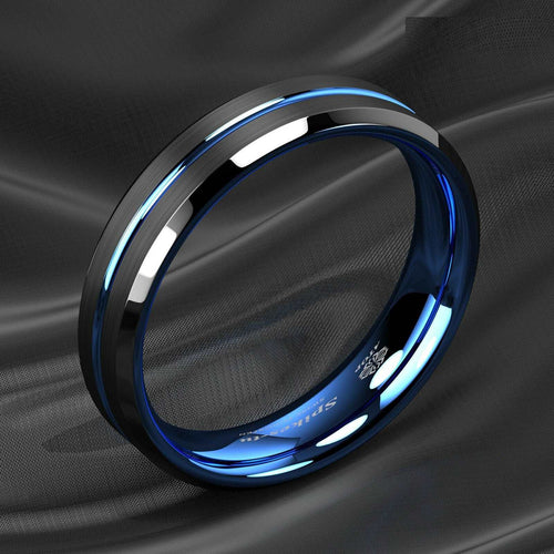 Black Thin Blue Tungsten Ring (6mm)