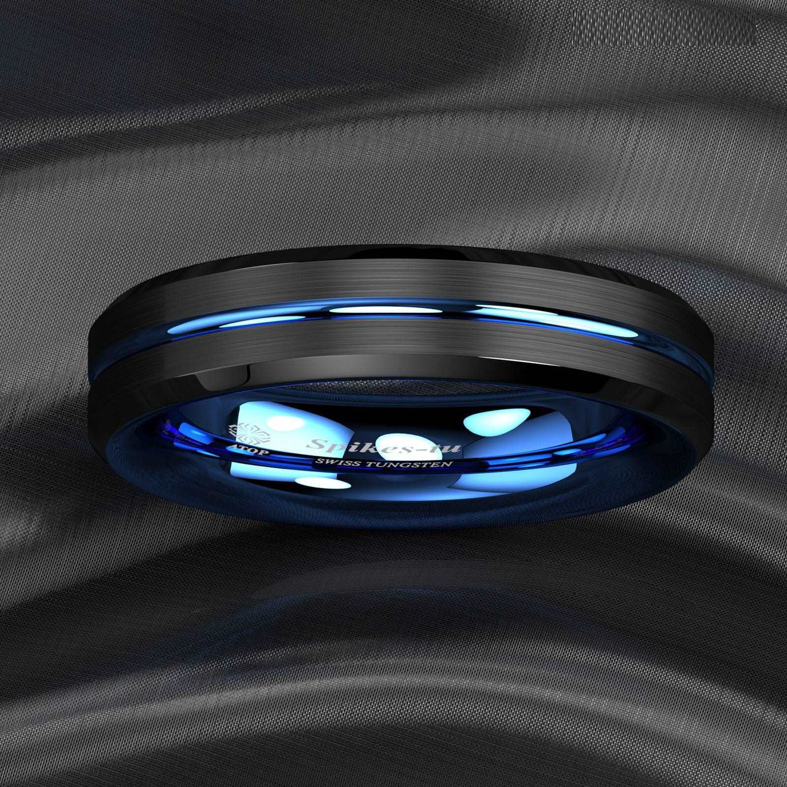 Black Thin Blue Tungsten Ring (6mm)