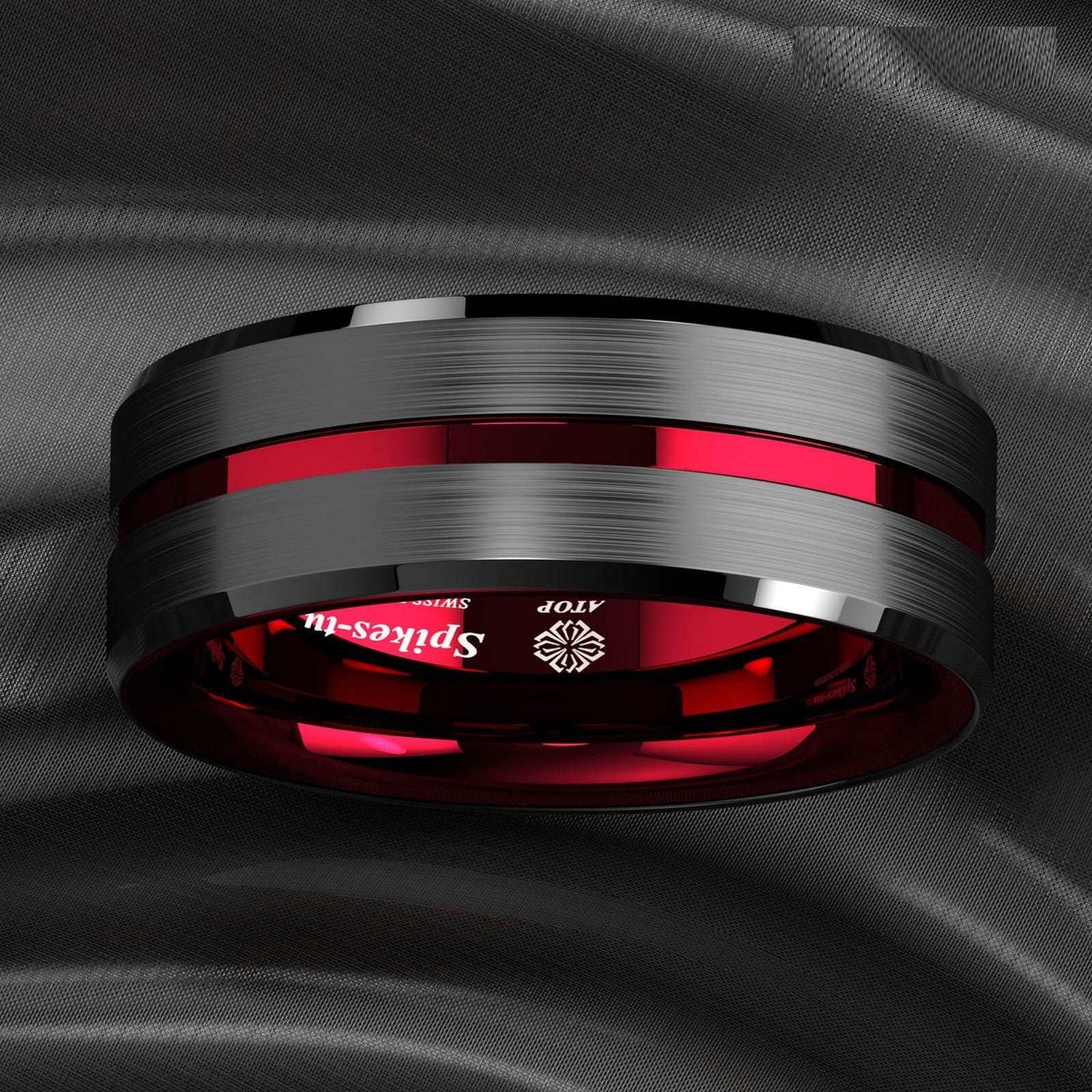 Black Thin Red Tungsten Ring (8mm)