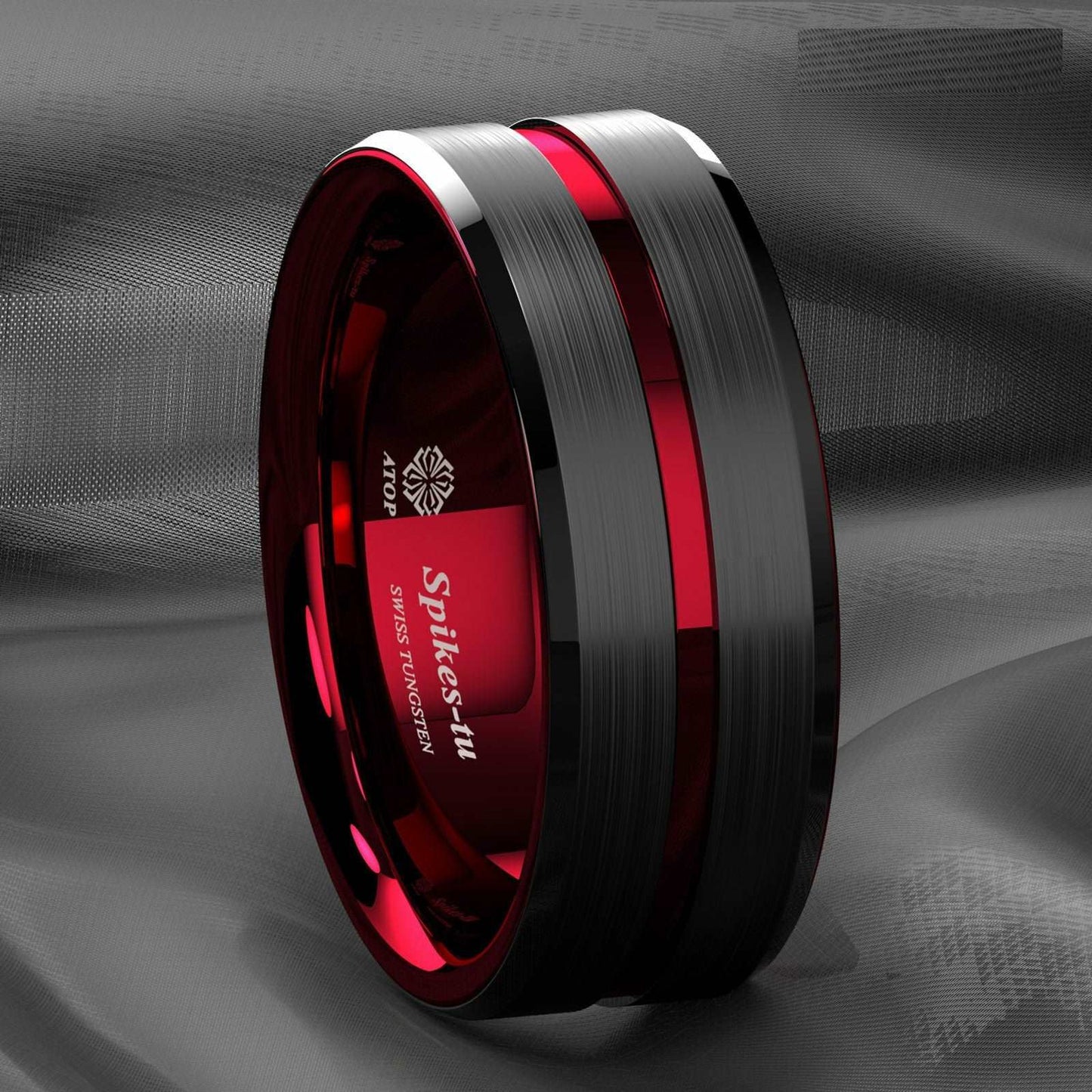 Black Thin Red Tungsten Ring (8mm)