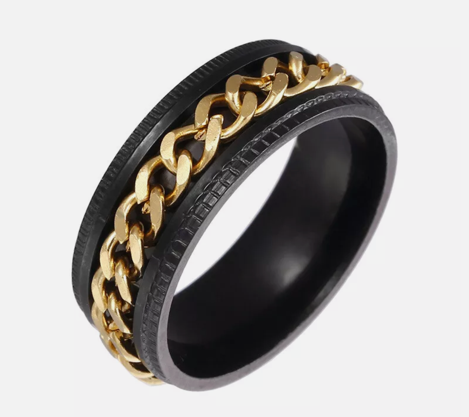 black gold chain spinner ring