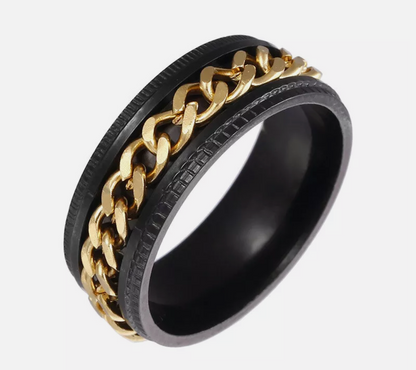 black gold chain spinner ring