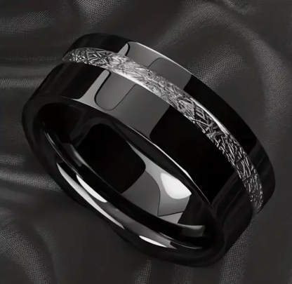 titanium black and silver mens ring