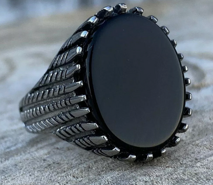 mens black stone onyx ring