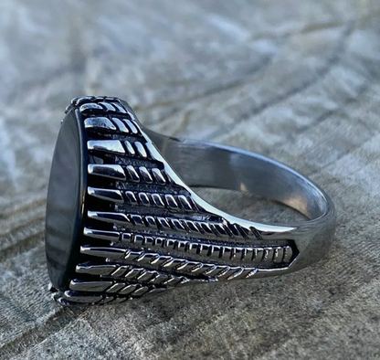 black onyx stone ring