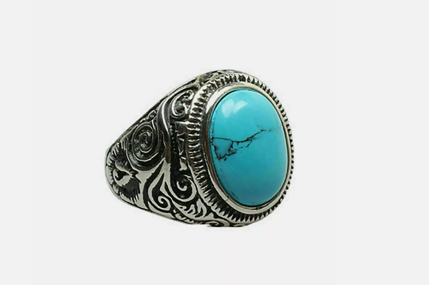 blue oval stone mens ring