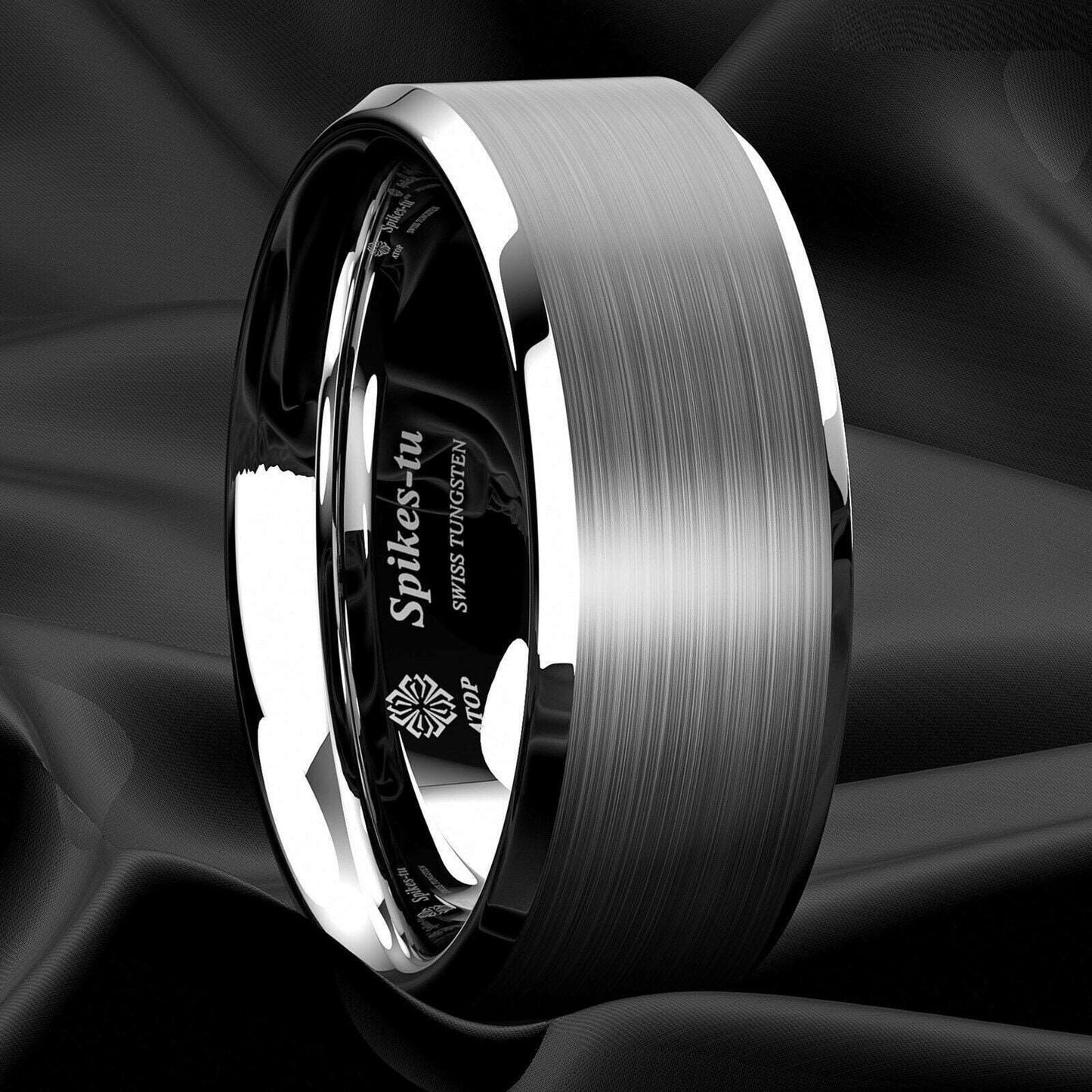 Brushed Center Tungsten Ring 8mm