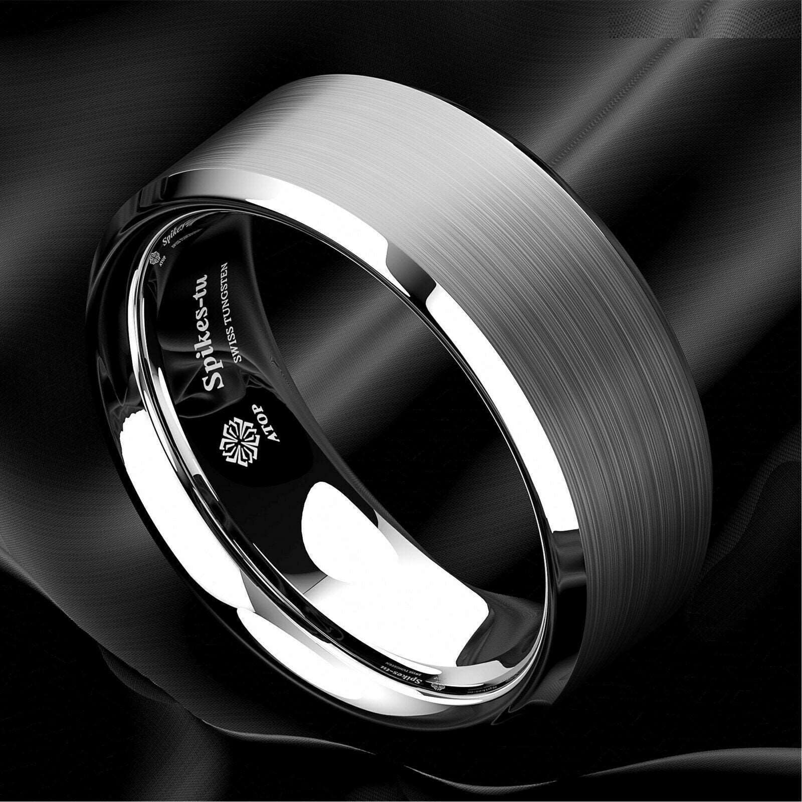 Brushed Center Tungsten Ring 8mm