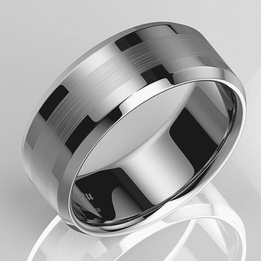 Brushed Center Comfort Tungsten Ring 8mm