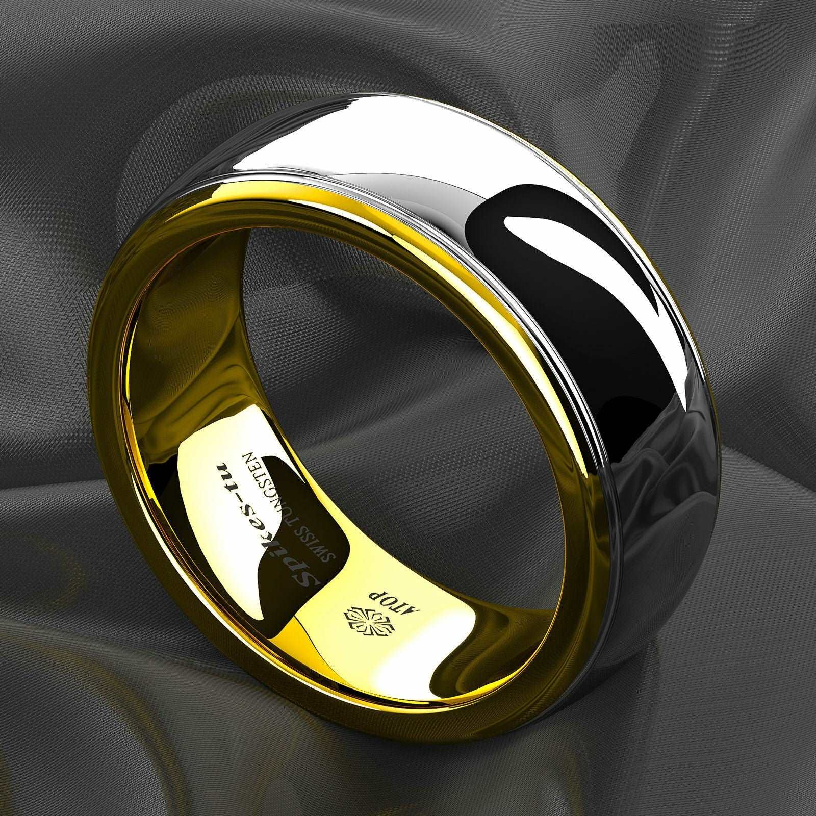 Dome 14k Gold Tungsten Ring 8mm