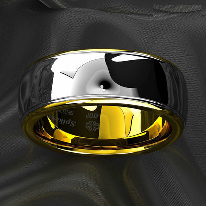 Dome 14k Gold Tungsten Ring 8mm