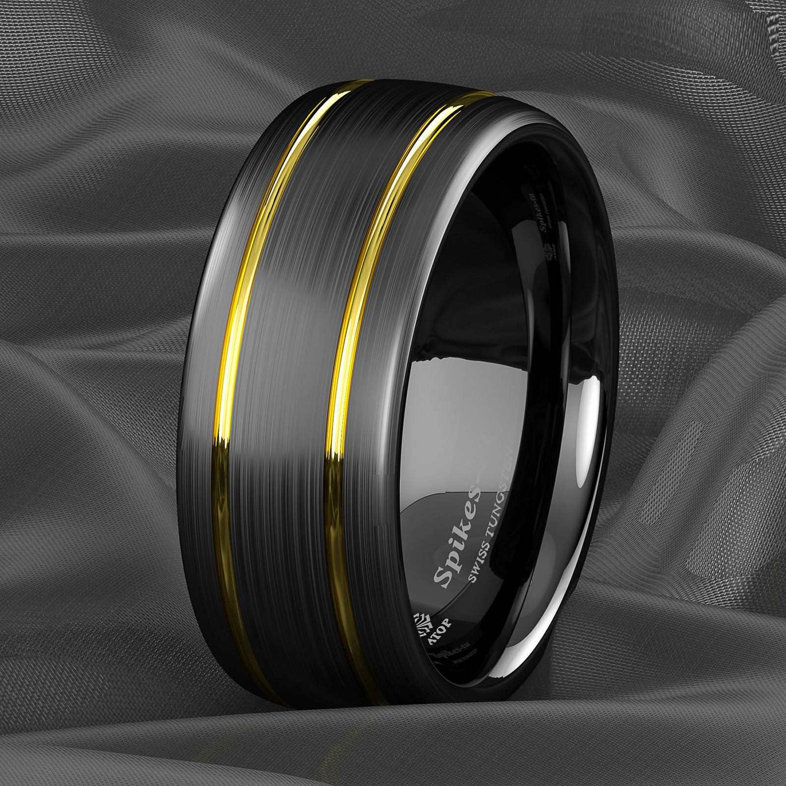 Dome Black 18k Gold Tungsten Ring 8mm