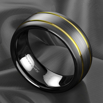 Dome Black 18k Gold Tungsten Ring 8mm