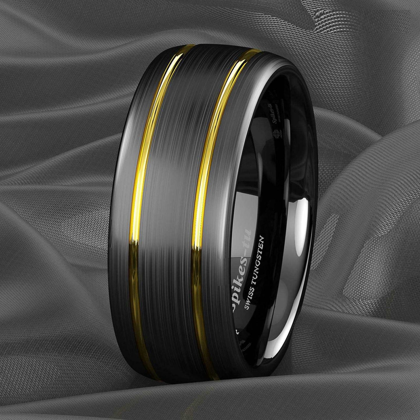 Dome Black 18k Gold Tungsten Ring 8mm