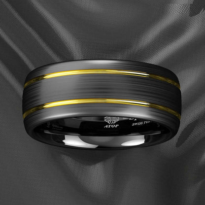 Dome Black 18k Gold Tungsten Ring 8mm