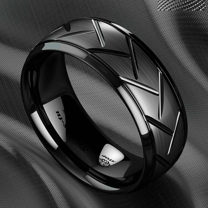 Dome Black Tungsten Ring (8mm) - Mens Rings Australia