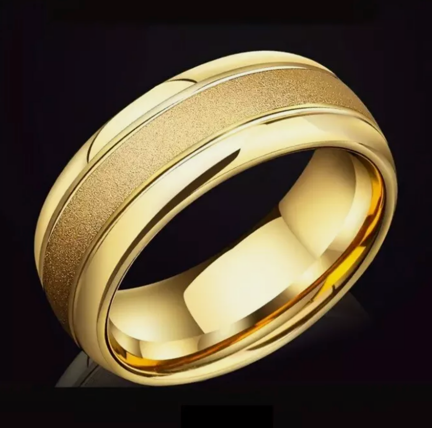 Mens gold titanium ring band