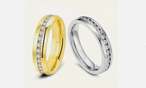 Gold or Silver 6mm Plated Titanium Wedding Band Mens & Womens