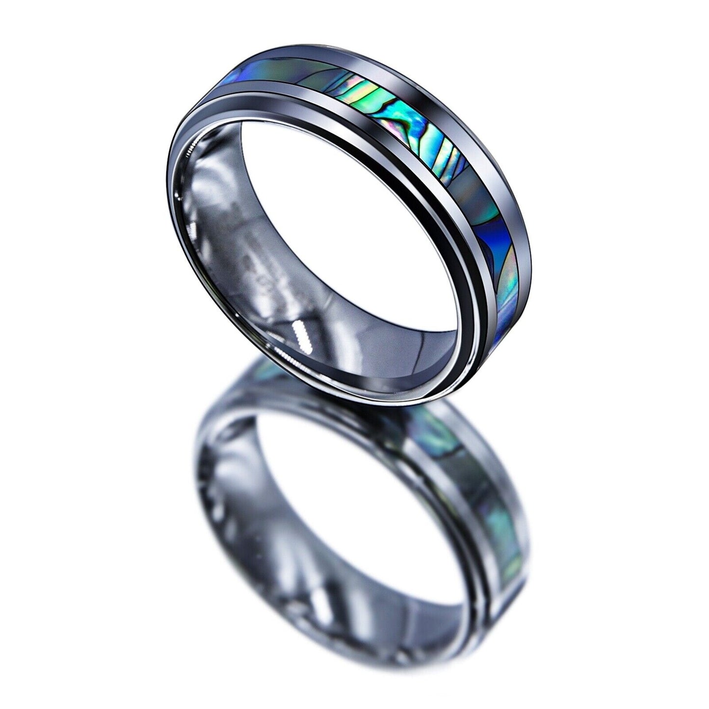 Jade Abalone Tungsten Ring 8mm