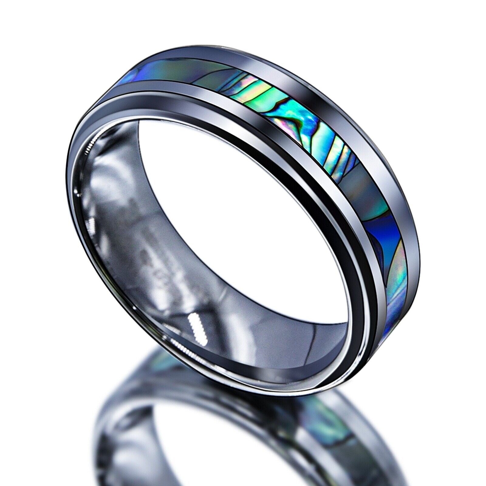 Jade Abalone Tungsten Ring 8mm