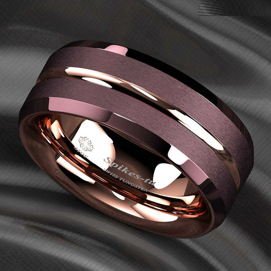 Rose Gold Coffee Tungsten Ring 8mm