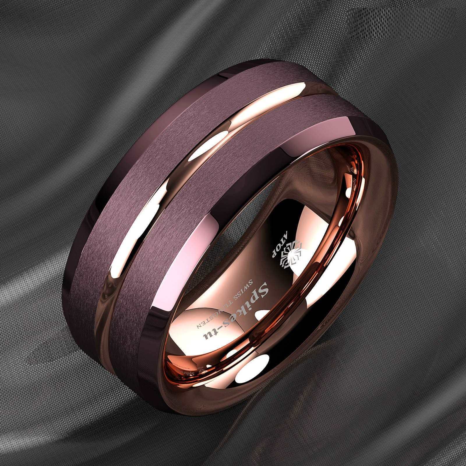 Rose Gold Coffee Tungsten Ring 8mm