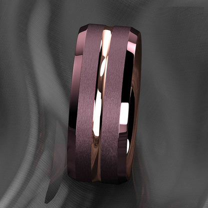 Rose Gold Coffee Tungsten Ring 8mm