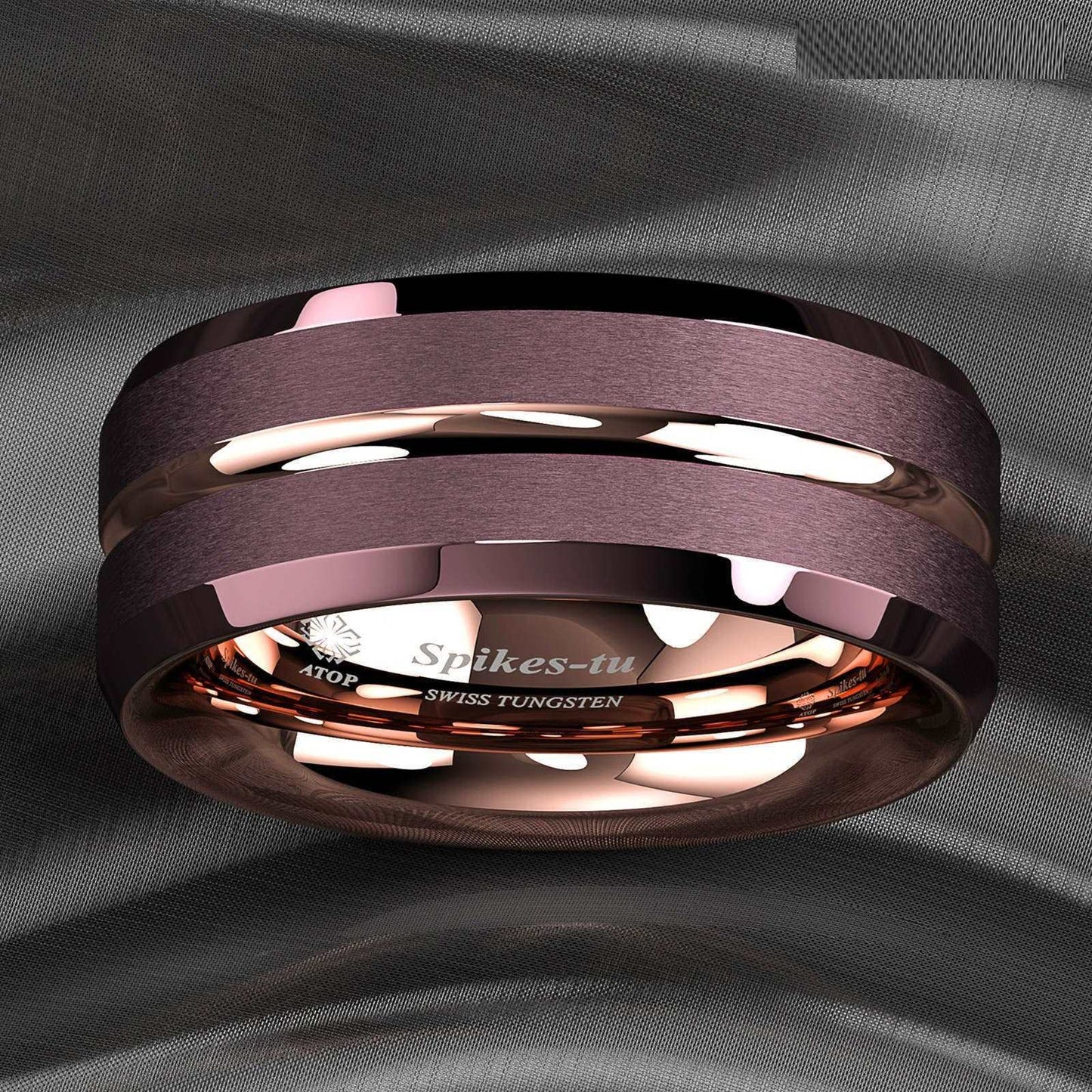 Rose Gold Coffee Tungsten Ring 8mm