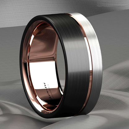 Rose Gold Plated Metal Tungsten Ring 8mm