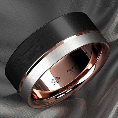 Rose Gold Plated Metal Tungsten Ring 8mm