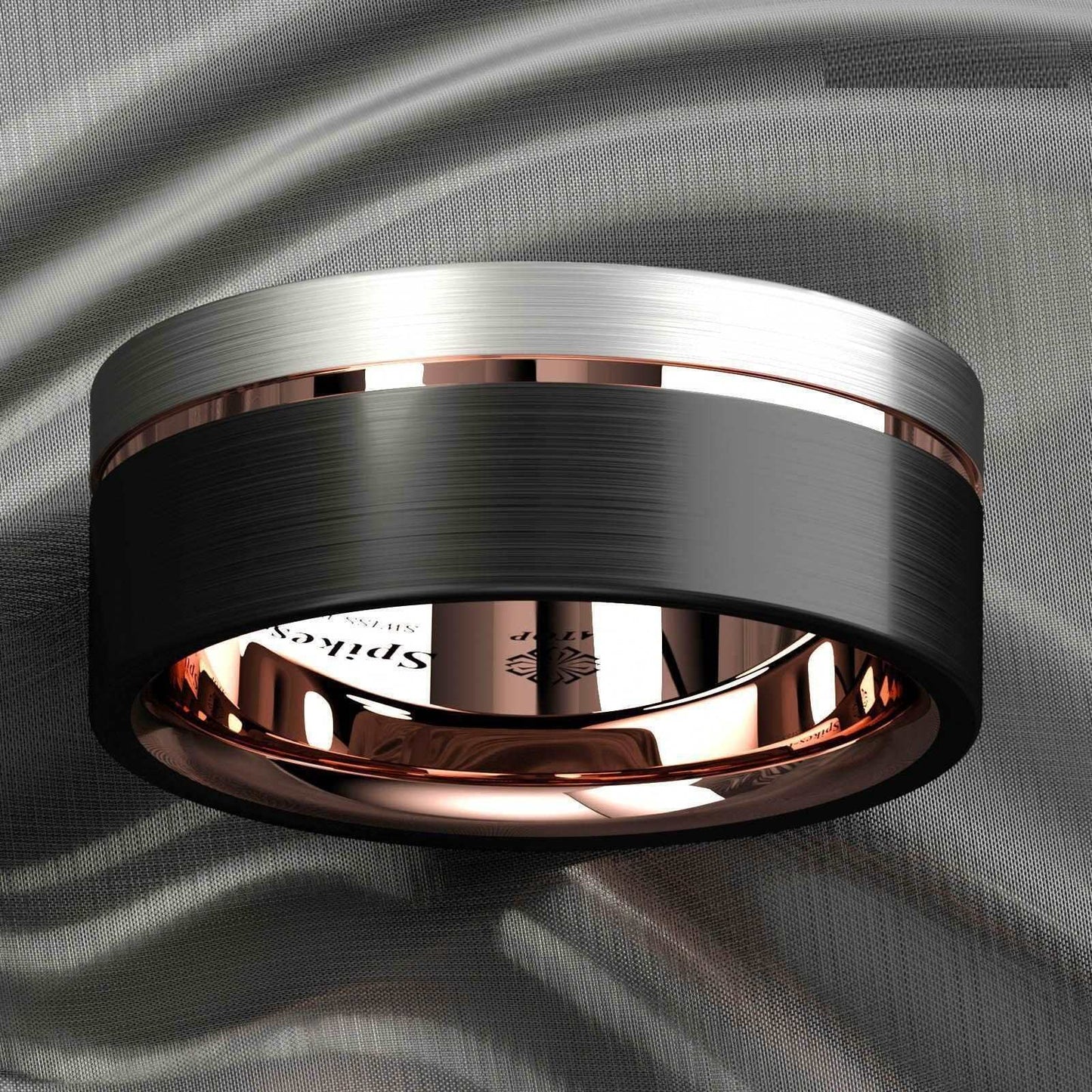 Rose Gold Plated Metal Tungsten Ring 8mm