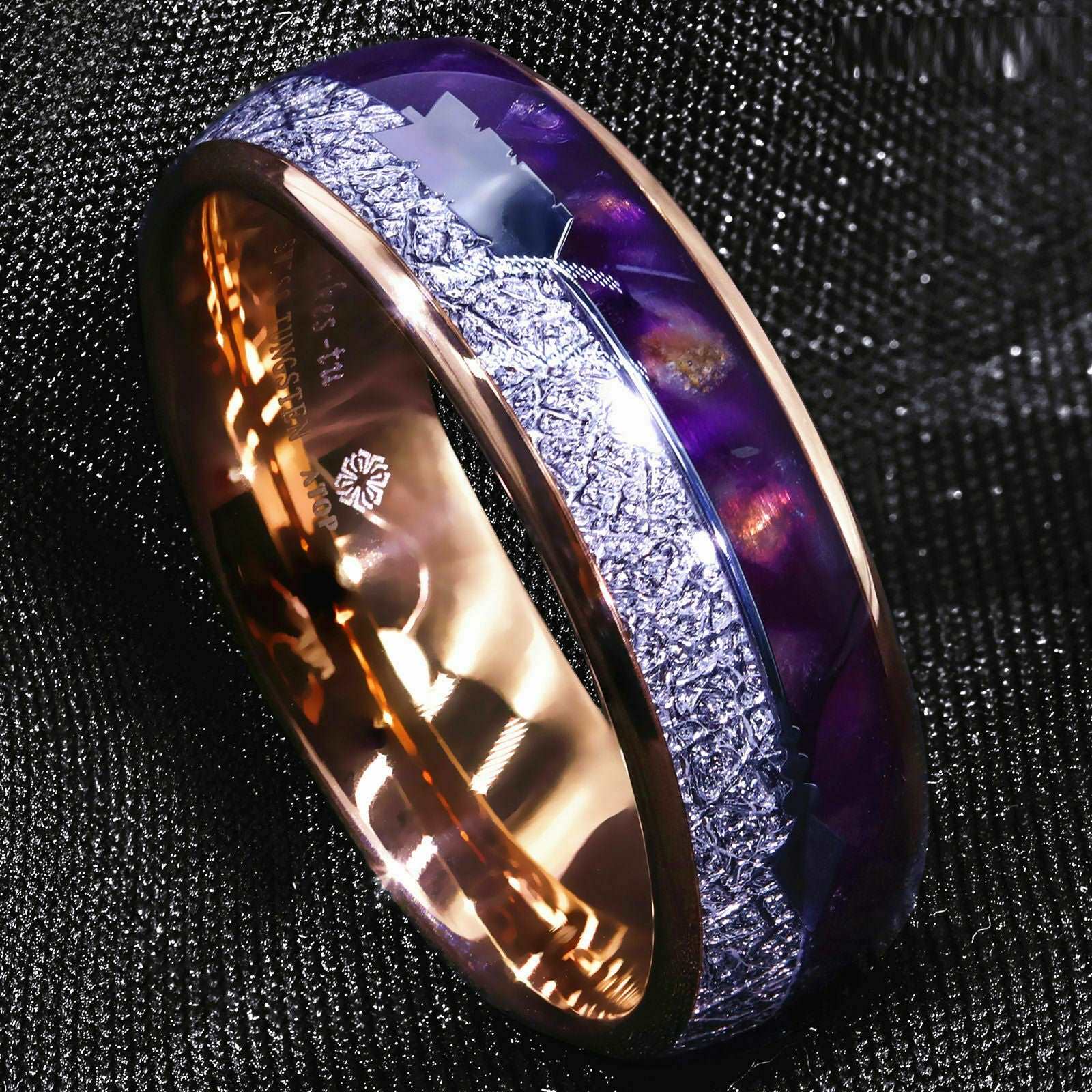 Rose Gold Purple Agate Tungsten Ring (8mm)