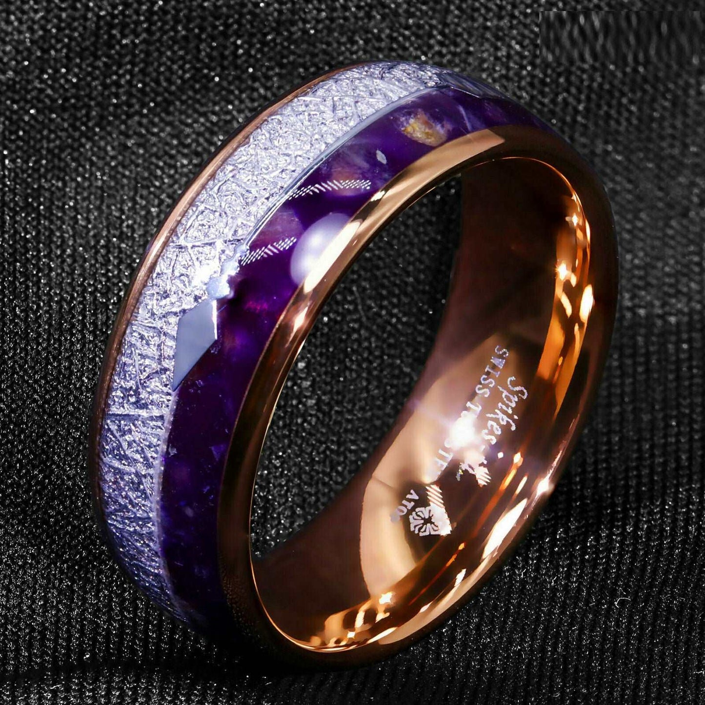 Rose Gold Purple Agate Tungsten Ring (8mm)