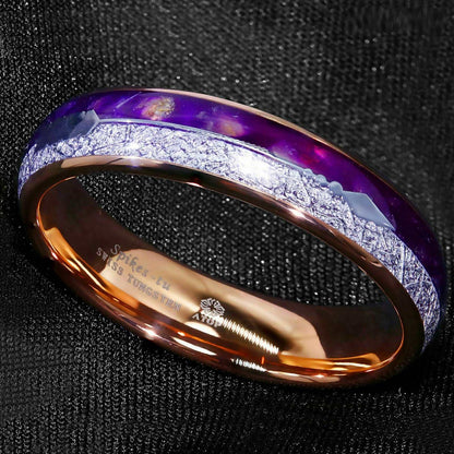 Rose Gold Purple Agate Tungsten Ring (6mm) - Mens Rings Australia