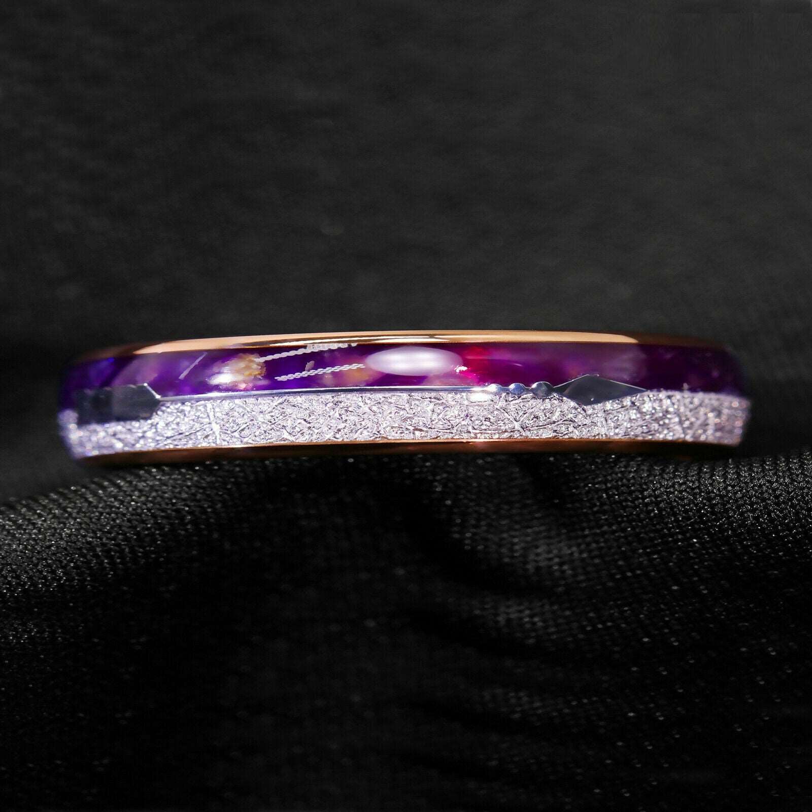 Rose Gold Purple Agate Tungsten Ring (6mm) - Mens Rings Australia