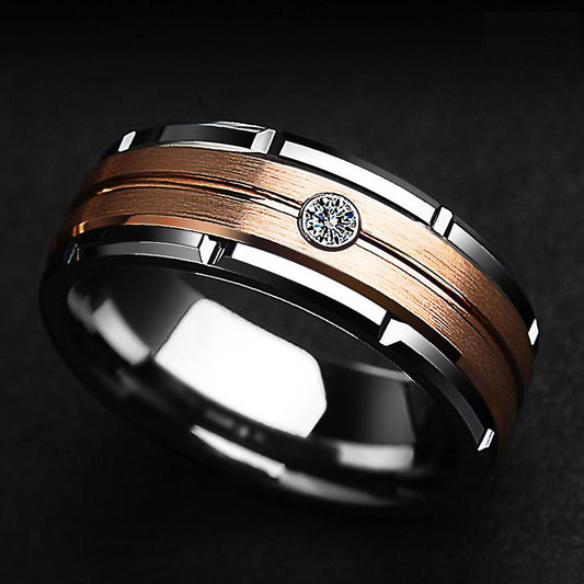 Rose Gold Silver Tungsten Ring 8mm