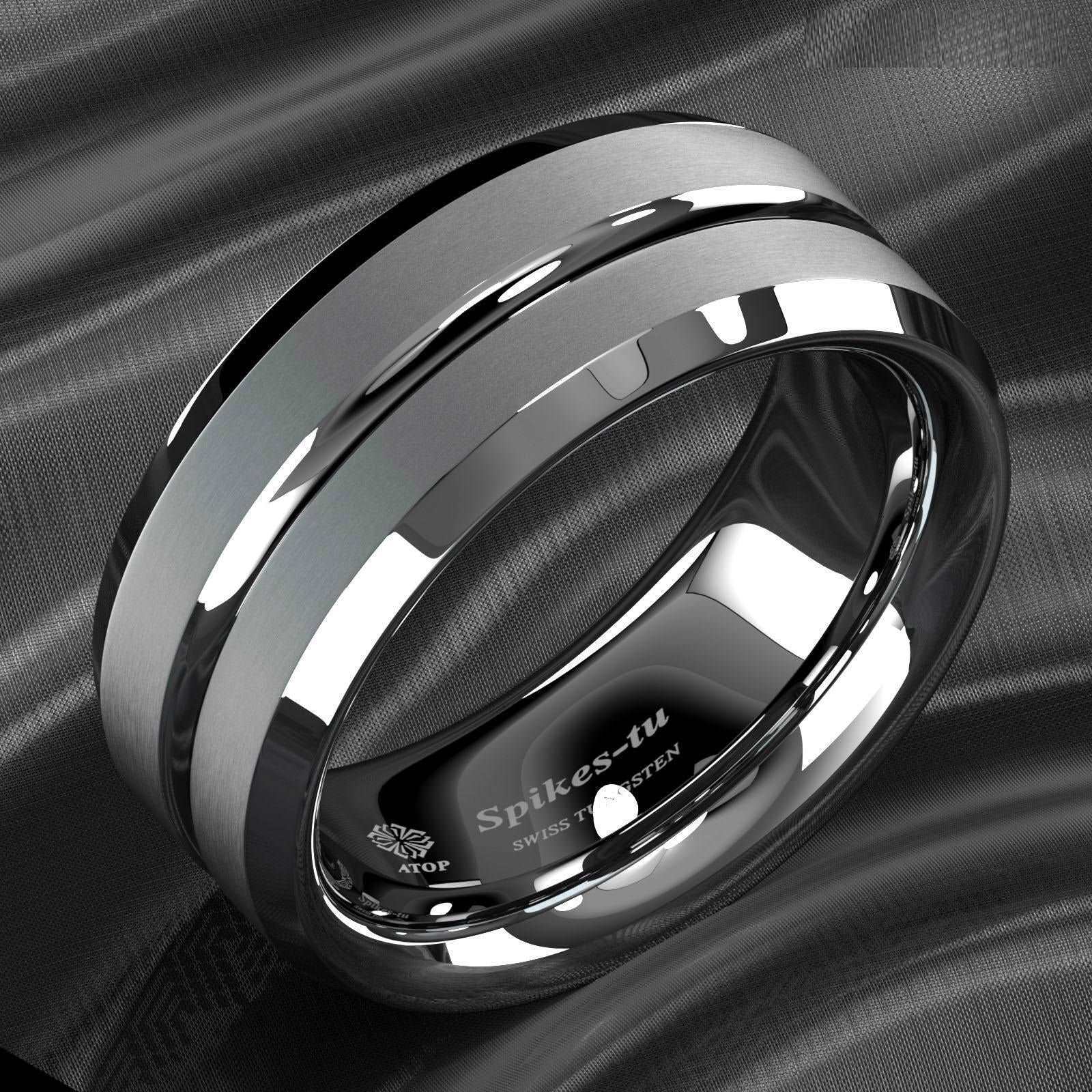 Silver Center Channel Stripe 8mm - Mens Rings Australia