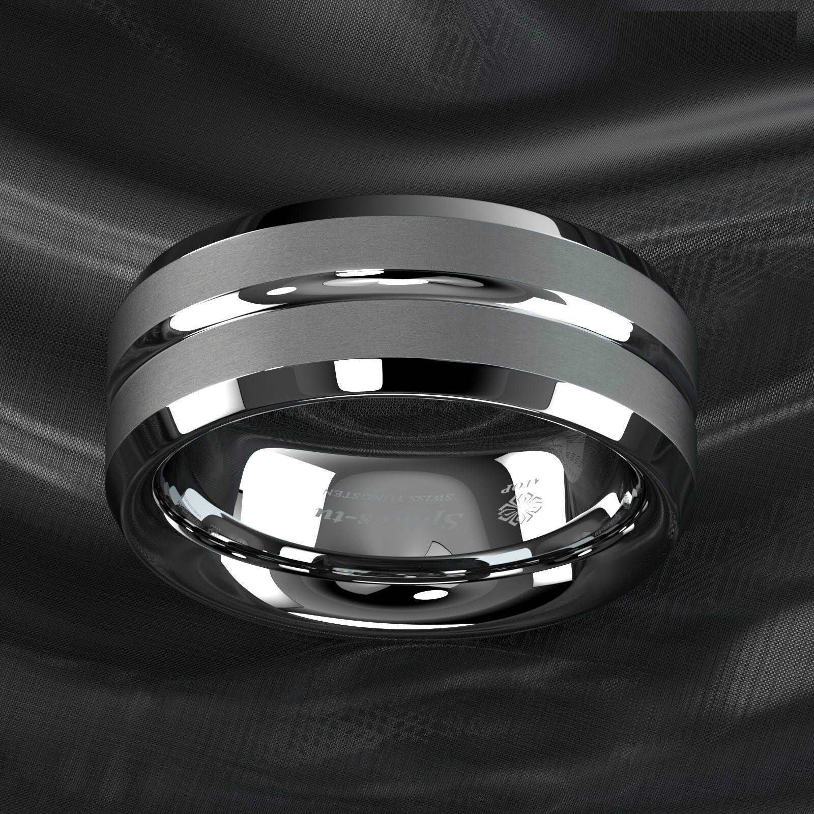 Silver Center Channel Stripe 8mm - Mens Rings Australia