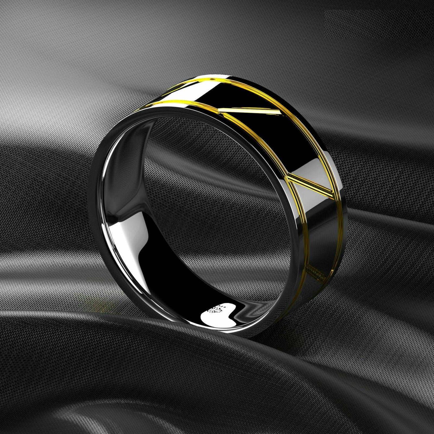 Silver Infinity 18k Gold Tungsten Ring 8mm - Mens Rings Australia