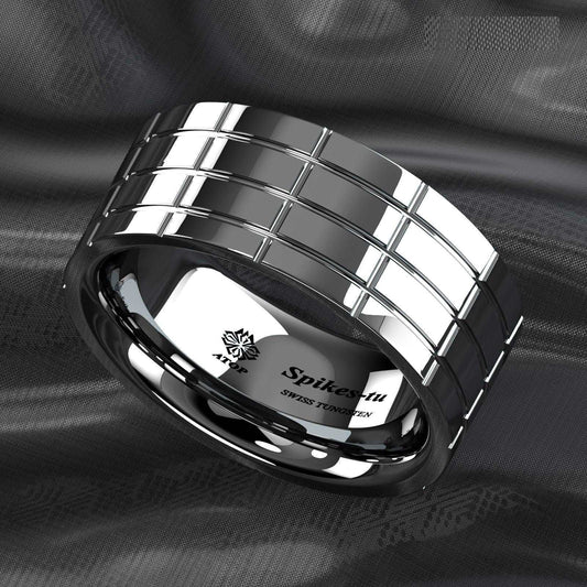 Silver Mirror Plated Tungsten Ring 8mm - Mens Rings Australia