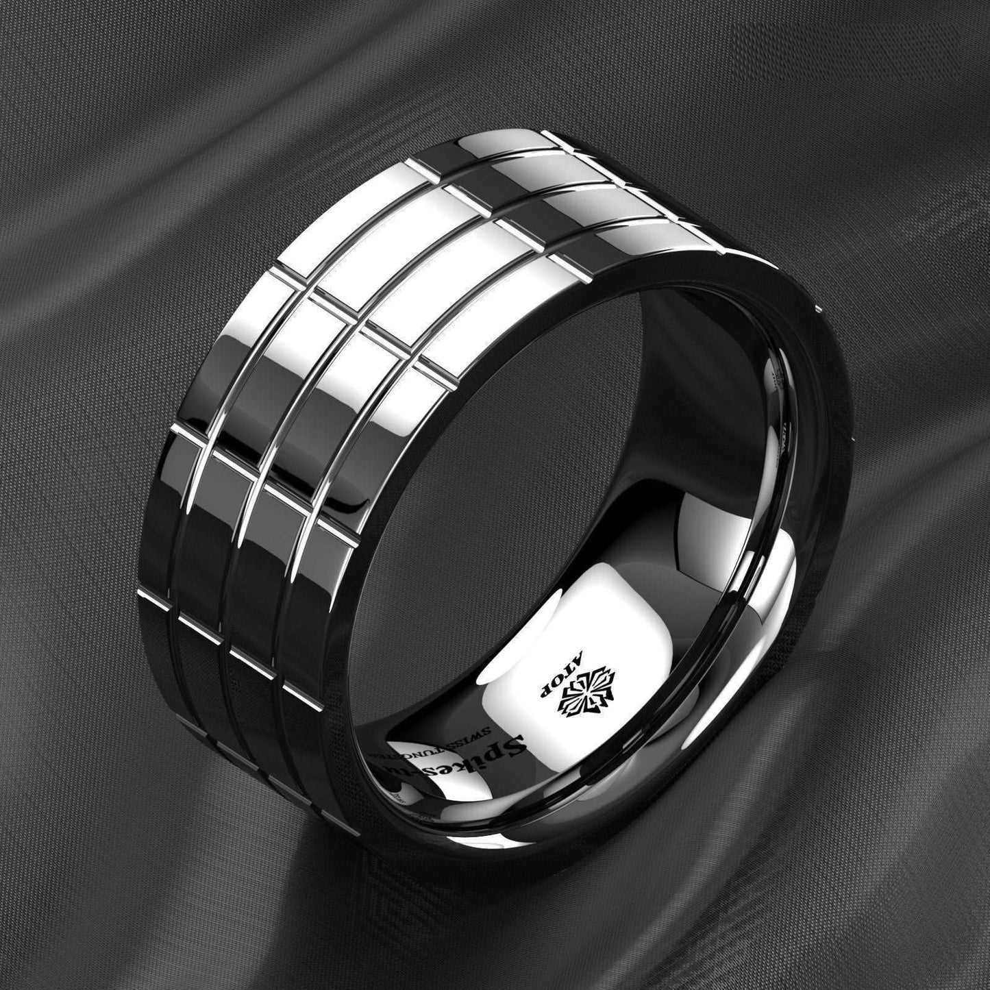 Silver Mirror Plated Tungsten Ring 8mm - Mens Rings Australia