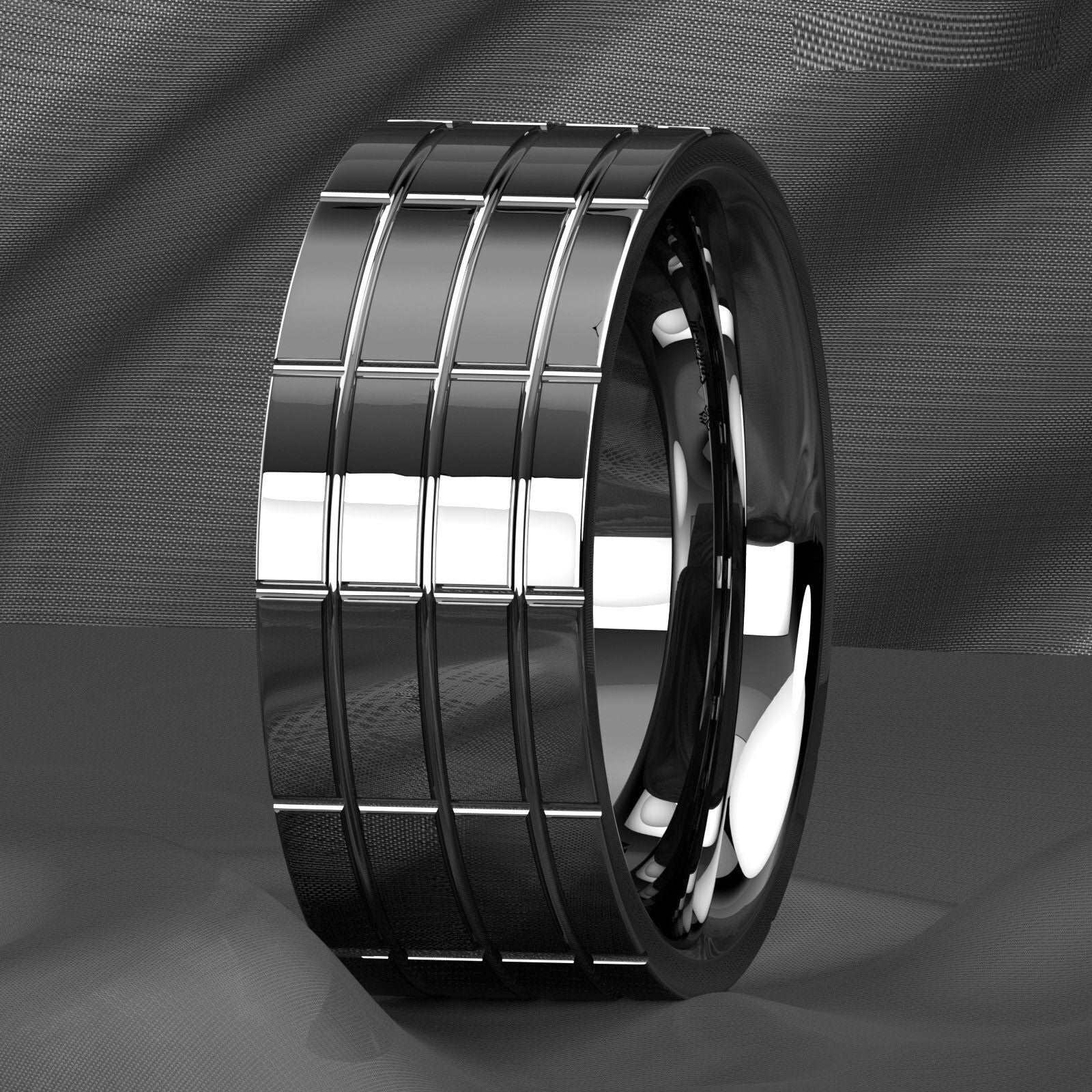 Silver Mirror Plated Tungsten Ring 8mm - Mens Rings Australia