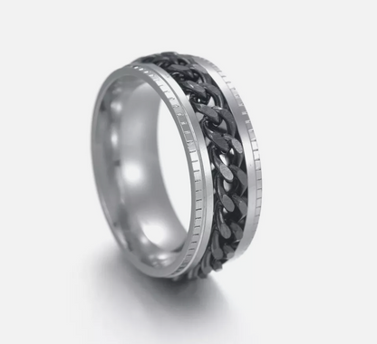 silver chain spinner ring