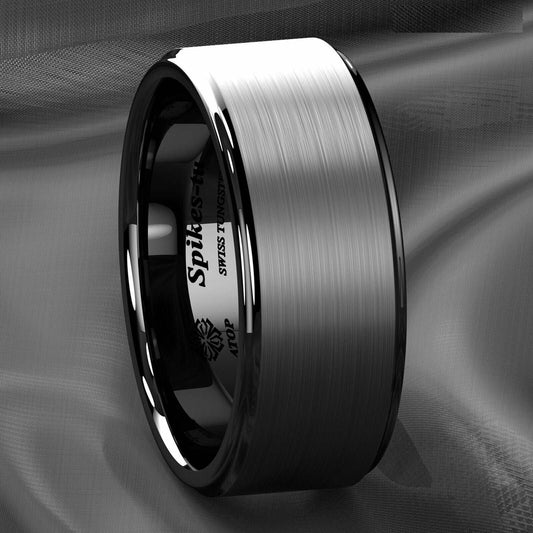 Brushed Black Tungsten Ring 8mm