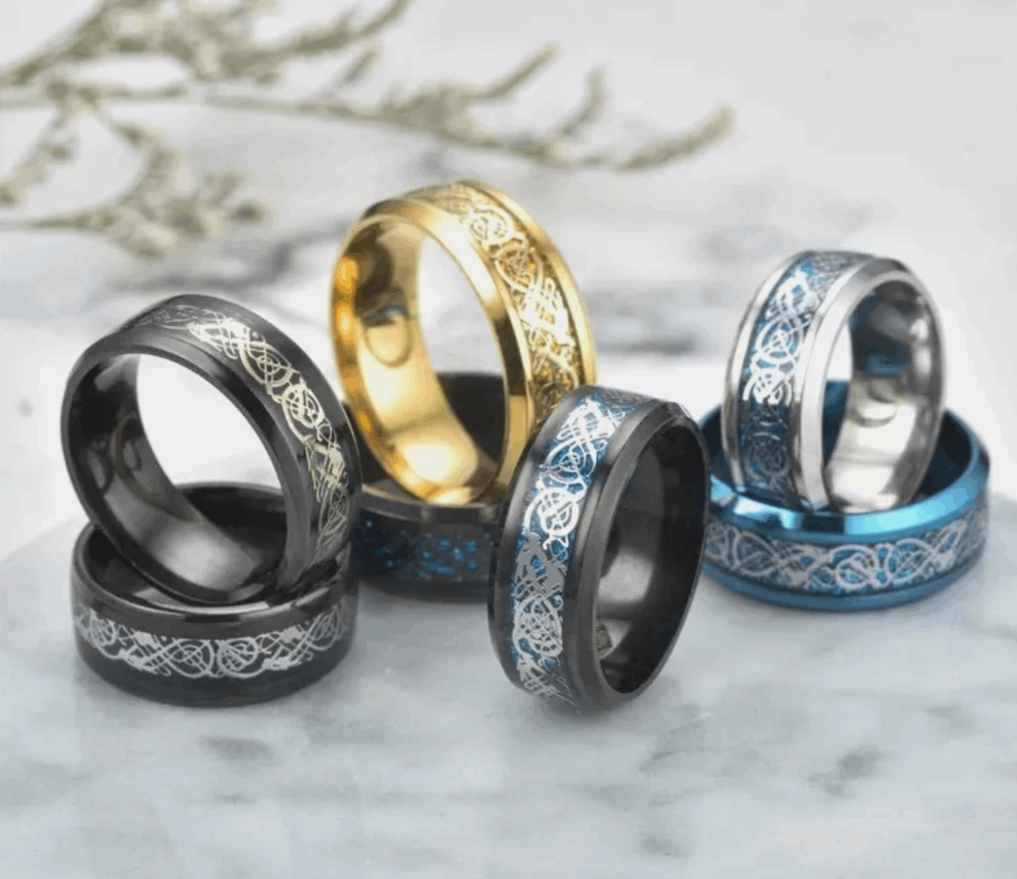 8mm Engraved Mens Titanium Rings - Mens Rings Australia